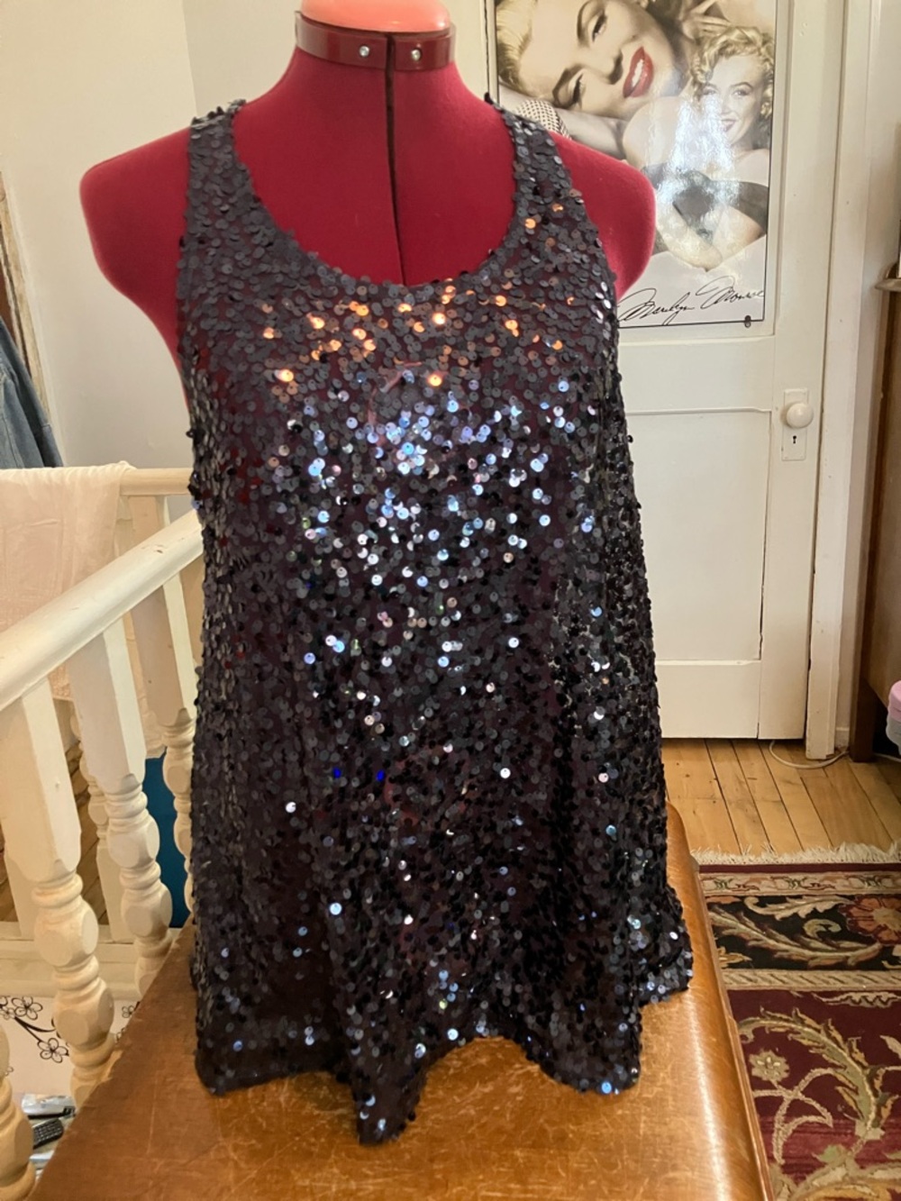Free People Intimate Black Sequin Tank Camisole Medium